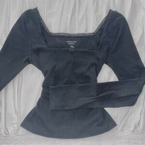 Coquette Long Sleeve Black Top
